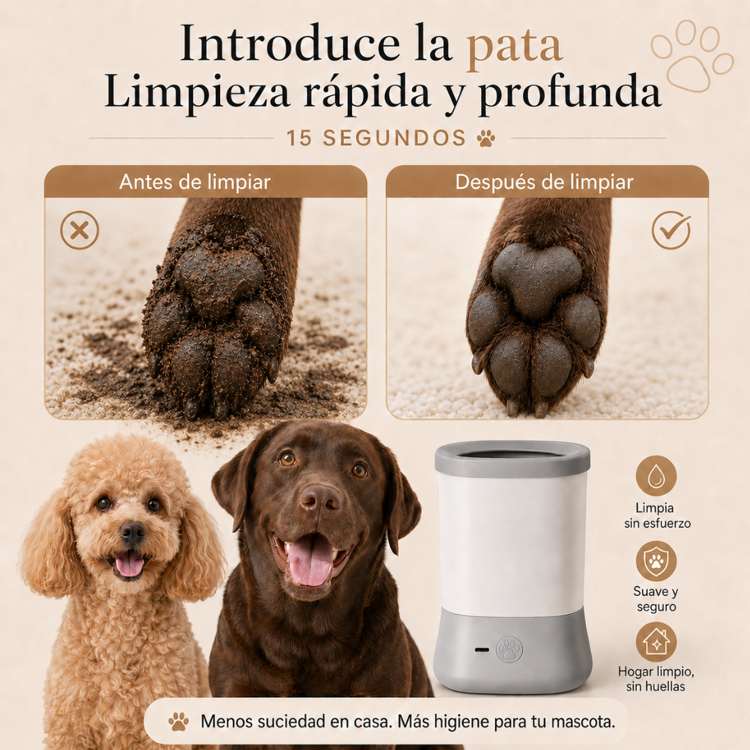 Limpiador de Patas PawSpin™ — Cepillo Rotatorio Automático para Perros