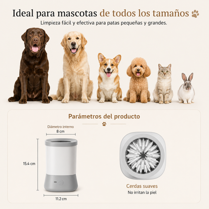 Limpiador de Patas PawSpin™ — Cepillo Rotatorio Automático para Perros