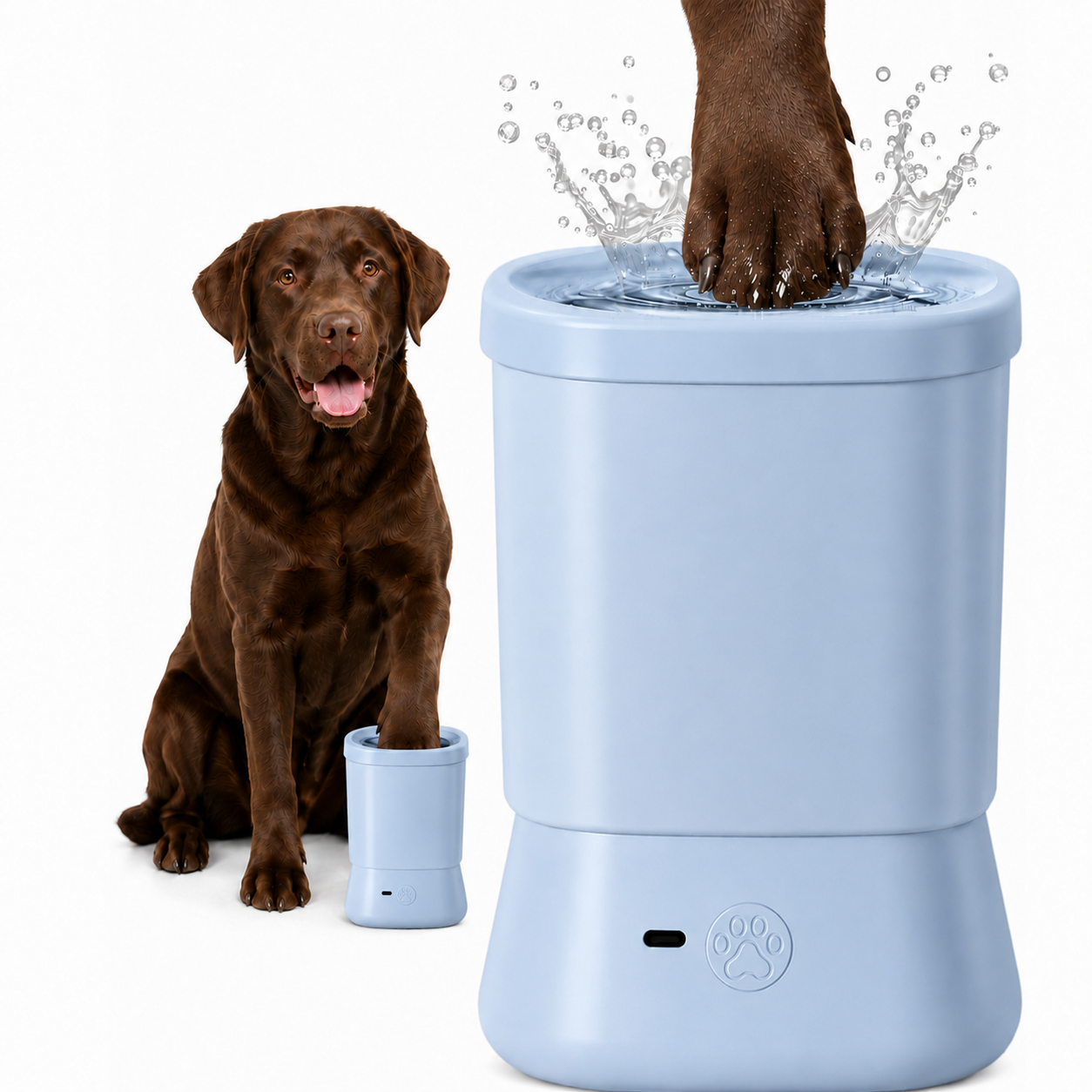 Limpiador de Patas PawSpin™ — Cepillo Rotatorio Automático para Perros